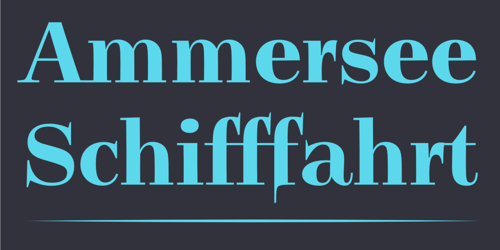 Schriftmuster der Schrift Legit Didone von H. D. Heitmann. Die Wörter „Ammersee“ und „Schifffahrt“ sind fett ausgezeichnet.