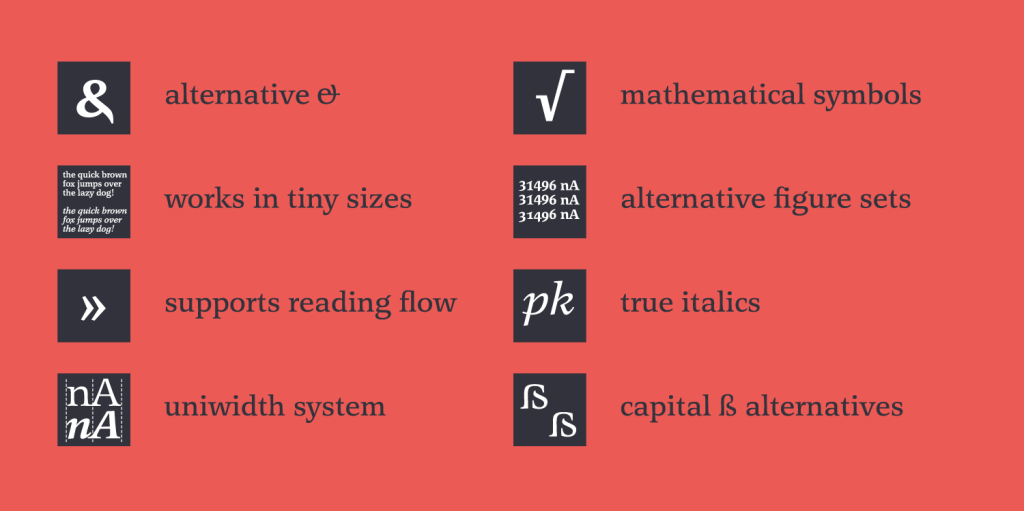 Schriftmuster der Schrift Legit Serif von H. D. Heitmann. Die Schrift enthält ein alternatives &, mathematische Symbole, Versal-ß-Alternativen und eine wirkliche Kursive. Sie funktioniert in kleinen Größen, unterstützt Lesbarkeit und das Uniwidth System.