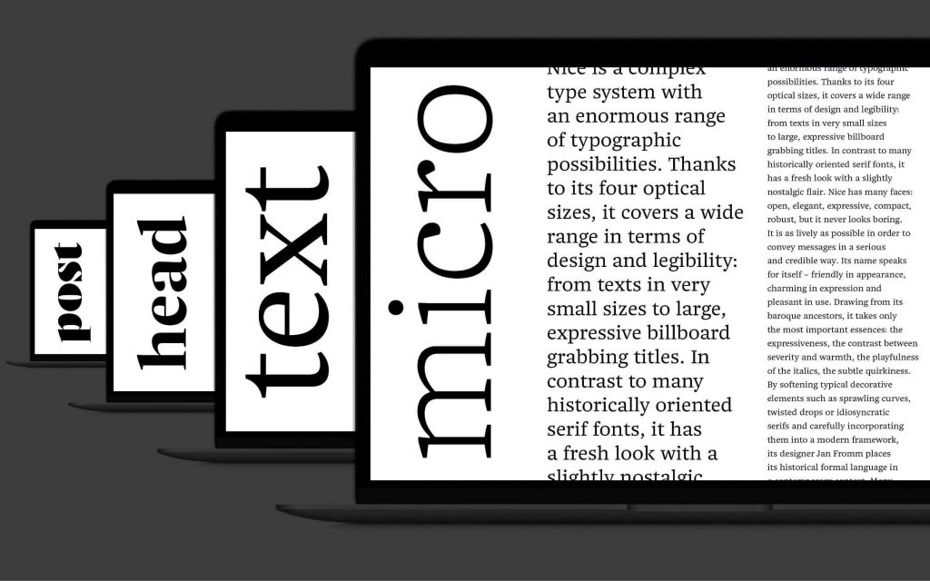 Schrift Nice – Artwork – Fließtext auf einem Tablet